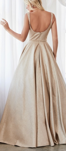 CHAMPAGNE GOLD GLITTER BALL GOWN NWT - Picture 6 of 8